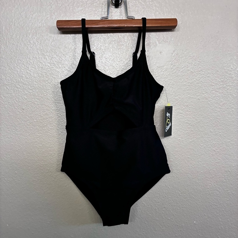 Art Class Girls Black Ruching Cutout Detail One Piece Swimsuit Size 8